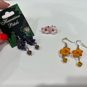 3 sets of Hawaiian Flower Earrings